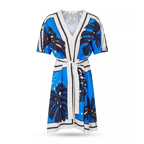 Reiss Hanh Palm Print Dress - M